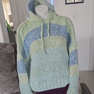 American Eagle Outfitters Blue and Green Knit Women's Sweater